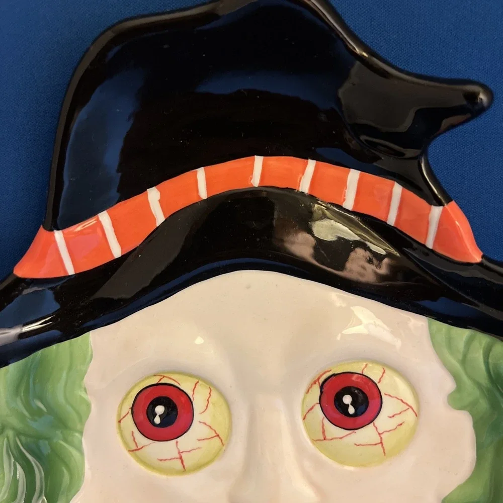 Vintage Lillian Vernon Face Plate Candy Tray Halloween Ceramic Fall Decor